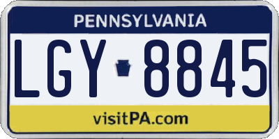 PA license plate LGY8845