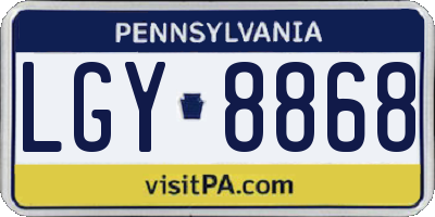 PA license plate LGY8868