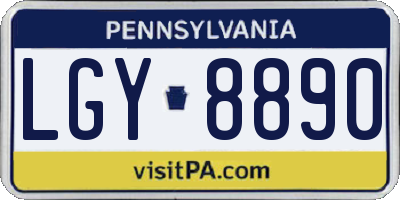 PA license plate LGY8890