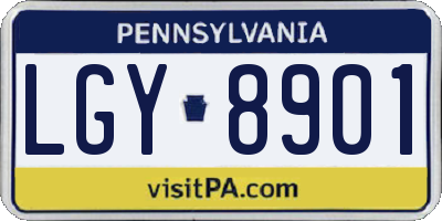 PA license plate LGY8901