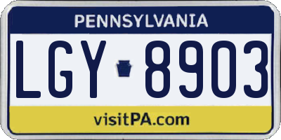 PA license plate LGY8903
