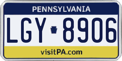 PA license plate LGY8906