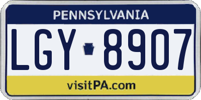 PA license plate LGY8907
