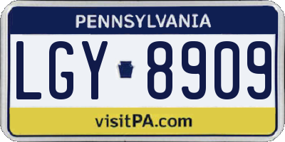 PA license plate LGY8909