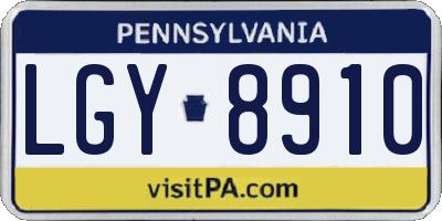 PA license plate LGY8910