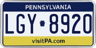 PA license plate LGY8920