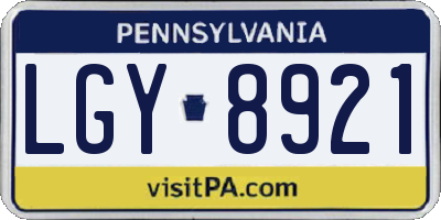 PA license plate LGY8921