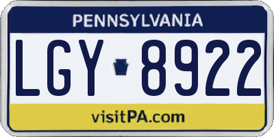 PA license plate LGY8922