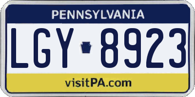 PA license plate LGY8923