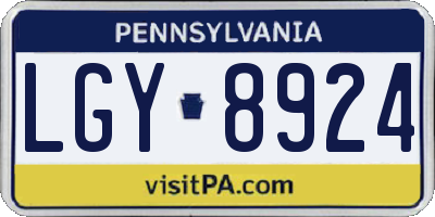 PA license plate LGY8924