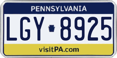 PA license plate LGY8925
