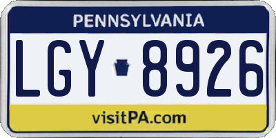 PA license plate LGY8926
