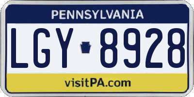 PA license plate LGY8928