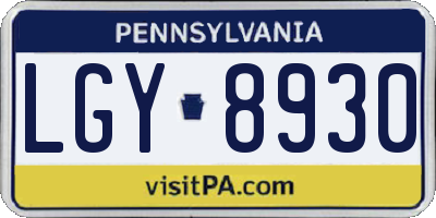 PA license plate LGY8930