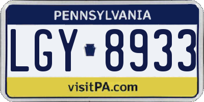 PA license plate LGY8933