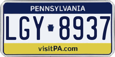 PA license plate LGY8937