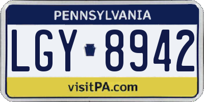 PA license plate LGY8942