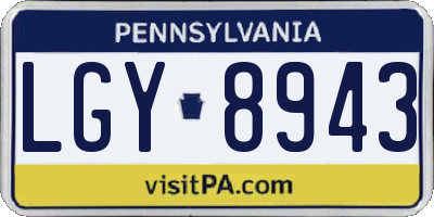 PA license plate LGY8943