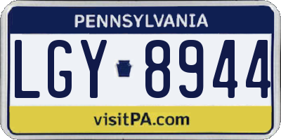 PA license plate LGY8944