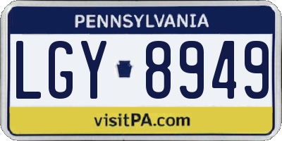 PA license plate LGY8949