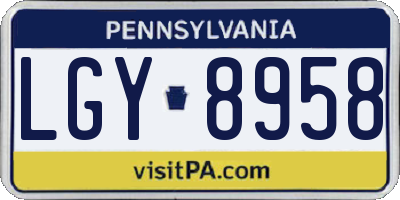 PA license plate LGY8958