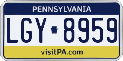 PA license plate LGY8959