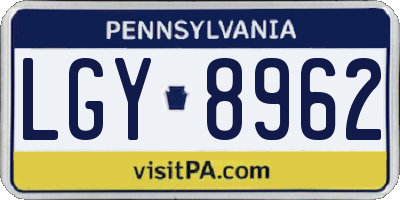 PA license plate LGY8962