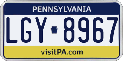 PA license plate LGY8967