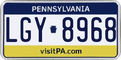 PA license plate LGY8968