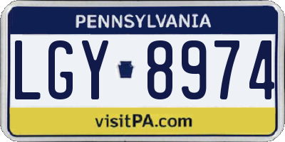 PA license plate LGY8974