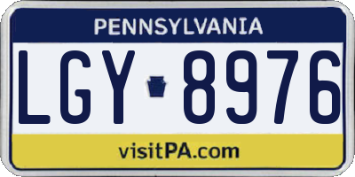 PA license plate LGY8976