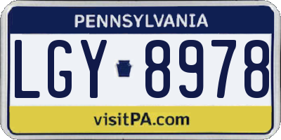 PA license plate LGY8978
