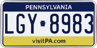 PA license plate LGY8983