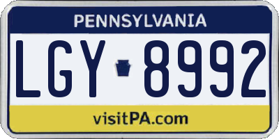 PA license plate LGY8992