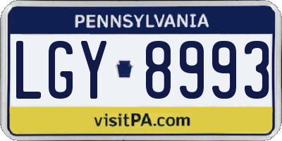 PA license plate LGY8993