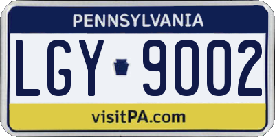 PA license plate LGY9002