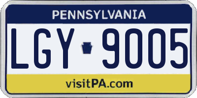 PA license plate LGY9005