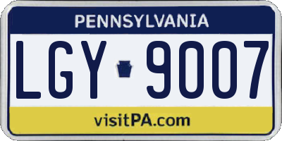 PA license plate LGY9007