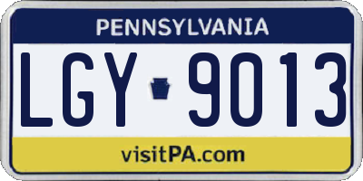 PA license plate LGY9013