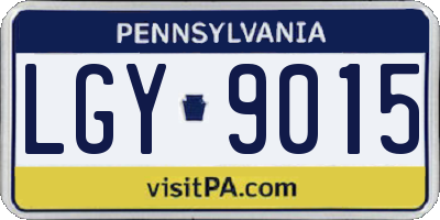 PA license plate LGY9015