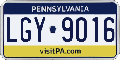 PA license plate LGY9016