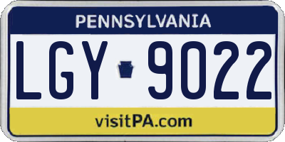 PA license plate LGY9022