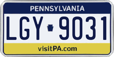 PA license plate LGY9031