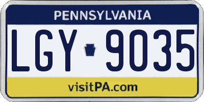 PA license plate LGY9035