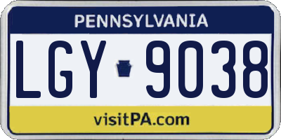 PA license plate LGY9038