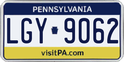 PA license plate LGY9062