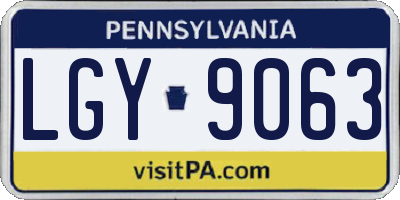 PA license plate LGY9063