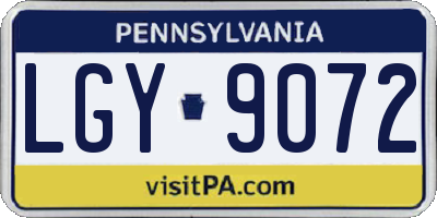 PA license plate LGY9072