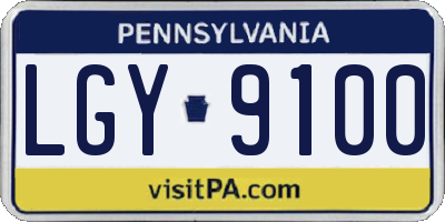 PA license plate LGY9100
