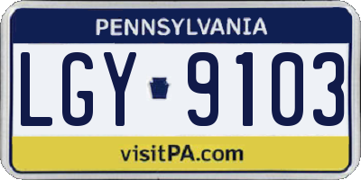 PA license plate LGY9103